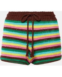 Anna Kosturova - Striped Crochet Cotton Shorts - Lyst