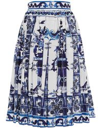 Dolce & Gabbana Falda midi de algodón estampada - Azul