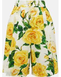 Dolce & Gabbana - Floral Cotton Bermuda Shorts - Lyst