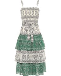 Tory Burch Bedrucktes Midikleid aus Baumwolle - Grün