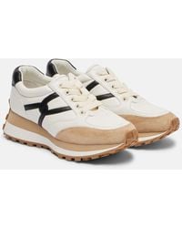 Veronica Beard - Valentina Suede-Trimmed Leather Sneakers - Lyst