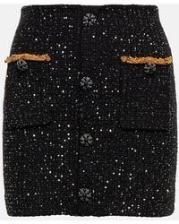 Self-Portrait - Sequined High-Rise Boucle Miniskirt - Lyst