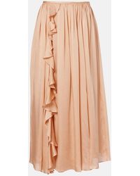 Ulla Johnson - Falda Midi Zena De Chifon De Seda Con Volantes - Lyst