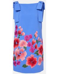 Carolina Herrera - Floral Embroidered Crepe Minidress - Lyst