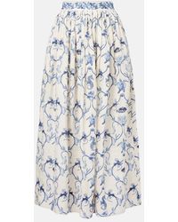 Agua Bendita - Printed High-Rise Linen Maxi Skirt - Lyst
