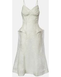 McQueen - Peplum Silk Lace Corset Dress - Lyst