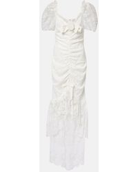 Alessandra Rich - Bow-Detail Ruched Lace Gown - Lyst