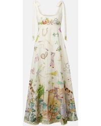 ALÉMAIS - Anouk Printed Linen Midi Dress - Lyst
