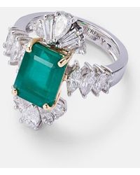 YEPREM - Anillo Reign Supreme De Oro Blanco De 18 Ct Con Diamantes Y Esmeralda - Lyst