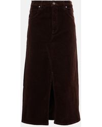 FRAME - Corduroy Button-Front Midi Skirt - Lyst