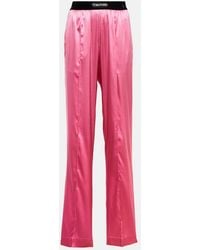 Tom Ford - High-Rise Silk-Blend Satin Pants - Lyst
