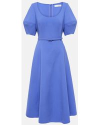 Oscar de la Renta - Puff-Sleeve Wool-Blend Midi Dress - Lyst