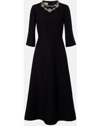 Valentino - Crepe Couture Embellished Midi Dress - Lyst