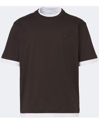 Prada - Camiseta De Jersey De Algodon A Capas - Lyst