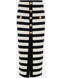 Balmain - Falda Midi A Rayas - Lyst