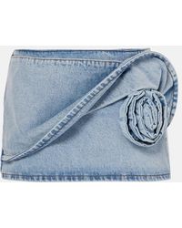 Magda Butrym - Floral-Applique Denim Miniskirt - Lyst