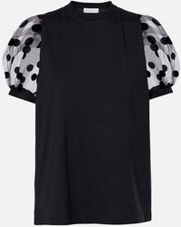Nina Ricci - T-Shirt Aus Jersey Mit Tuell - Lyst