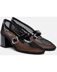 Alaïa - Fishnet Leather-Trimmed Mary Jane Pumps - Lyst