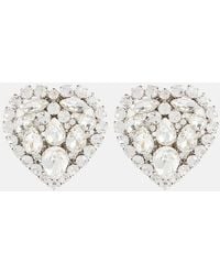 Alessandra Rich - Heart Crystal-embellished Clip-on Earrings - Lyst