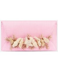Aquazzura - Marea Small Raffia-Trimmed Clutch - Lyst