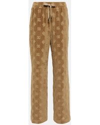 Dolce & Gabbana - Pantaloni sportivi in velluto con logo - Lyst