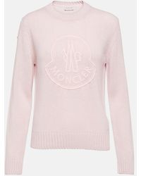 Moncler - Jersey de lana y cachemir con logo - Lyst