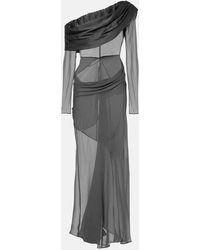 Christopher Esber - Asymmetric Sheer Silk Maxi Dress - Lyst