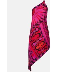 PUCCI - Soleil Asymmetric Silk Twill Midi Dress - Lyst