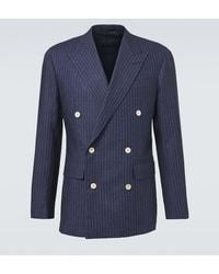 dunhill - Pinstripe Double-Breasted Linen Blazer - Lyst