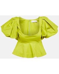 Oscar de la Renta - Peplum Cotton Crop Top - Lyst