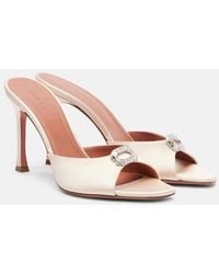 AMINA MUADDI - Mini Camelia Embellished Satin Mules - Lyst