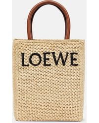 Loewe - Leather-trimmed Raffia Tote Bag - Lyst