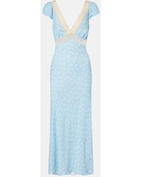 RIXO London - Iggy Lace-Trimmed Polka-Dot Midi Dress - Lyst