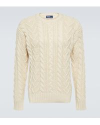 Polo Ralph Lauren - Pullover in maglia di misto cotone a trecce - Lyst