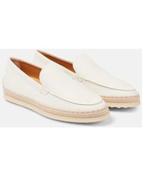 Tod's - Raffia-Trimmed Leather Loafers - Lyst