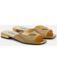 Prada - Crystal-Embellished Flat Sandals - Lyst