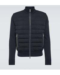 Moncler - Leather-trimmed Cotton Cardigan - Lyst
