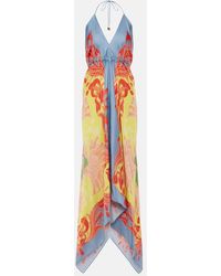 Etro - Printed Halterneck Silk Beach Dress - Lyst