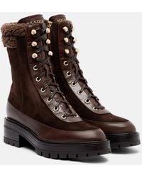 Aquazzura - Very Cortina Suede Lace-Up Boots - Lyst