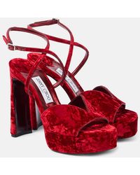 Jimmy Choo - Karli 125 Velvet Platform Sandals - Lyst