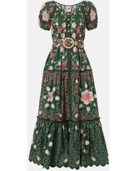 FARM Rio - Tiered Floral Cotton Poplin Maxi Dress - Lyst