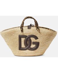 Dolce & Gabbana - Kendra Leather-trimmed Raffia Tote Bag - Lyst