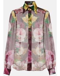 Dolce & Gabbana - Blusa in chiffon di seta con stampa - Lyst