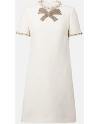 Valentino - Embellished Wool And Silk Minidress - Lyst