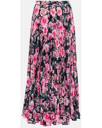 Christopher Kane - Floral High-Rise Pleated Midi Skirt - Lyst
