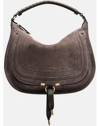 Chloé - Marcie Leather-Trimmed Suede Shoulder Bag - Lyst