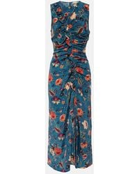 Ulla Johnson - Bedrucktes Midikleid Lorna Aus Seide - Lyst