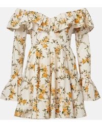 Agua Bendita - Verso Off-Shoulder Floral Cotton Minidress - Lyst