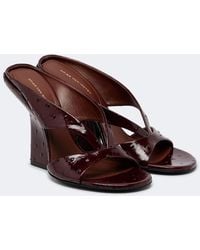 Dries Van Noten - Patent Leather Wedge Mules - Lyst