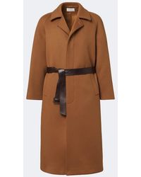 Saint Laurent - Belted Wool Coat - Lyst